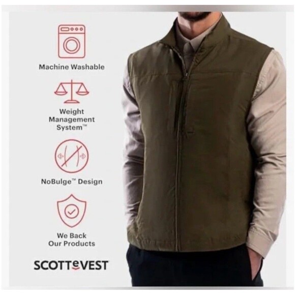SCOTTeVEST RFID Travel Vest Mens S Water Repellent Technology Enabled 26 Pockets - Picture 3 of 16